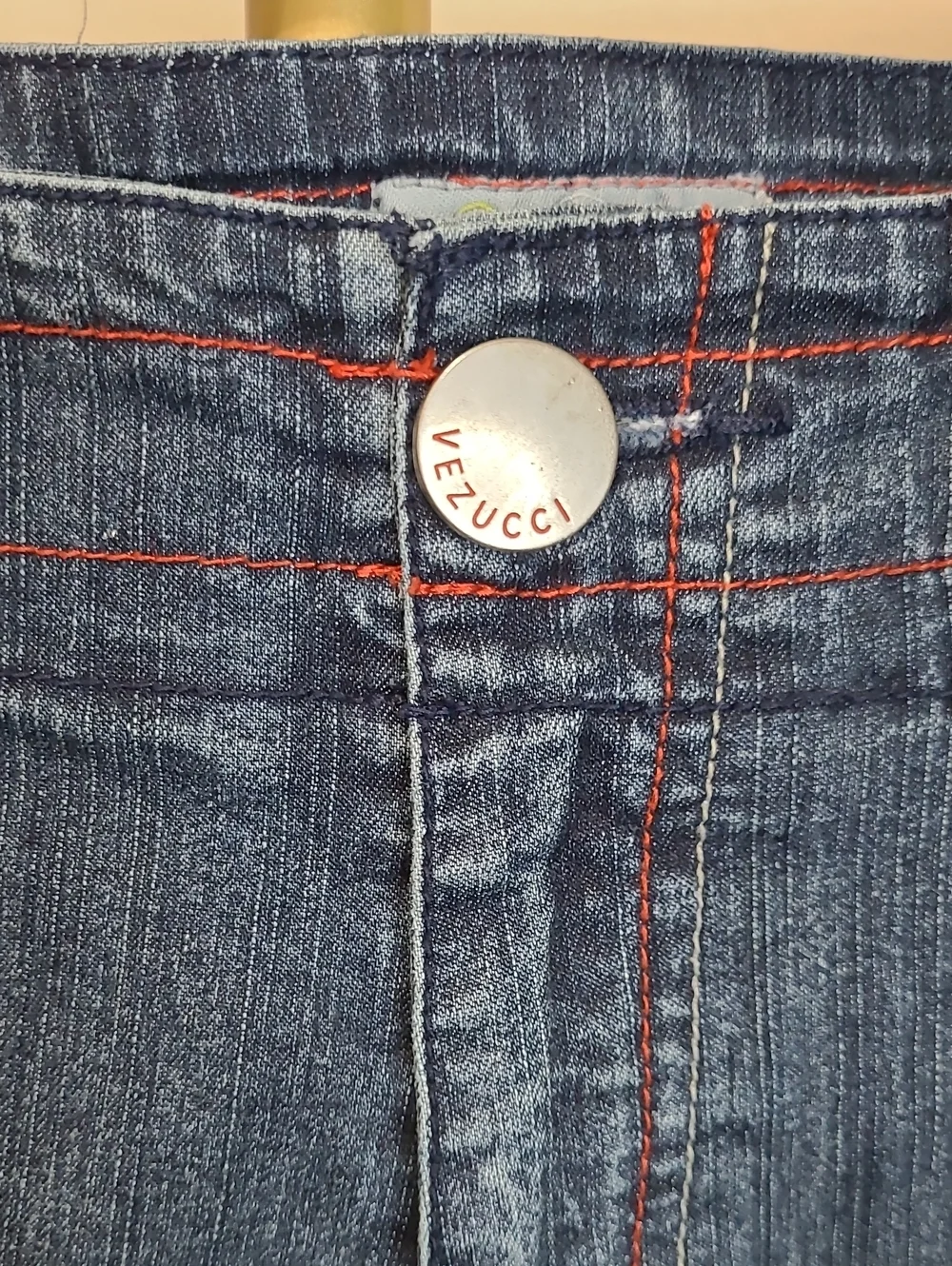 Vezucci Denim Maxi Skirt with Red Contrast Stitching size 16